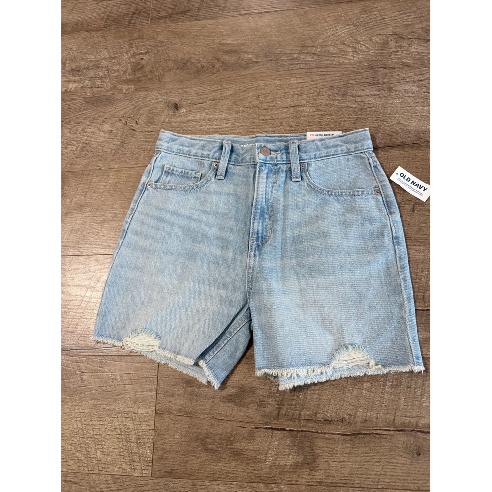 Old Navy Kids High-Rise Slouchy Straight Distressed Denim Shorts Light Wash 12